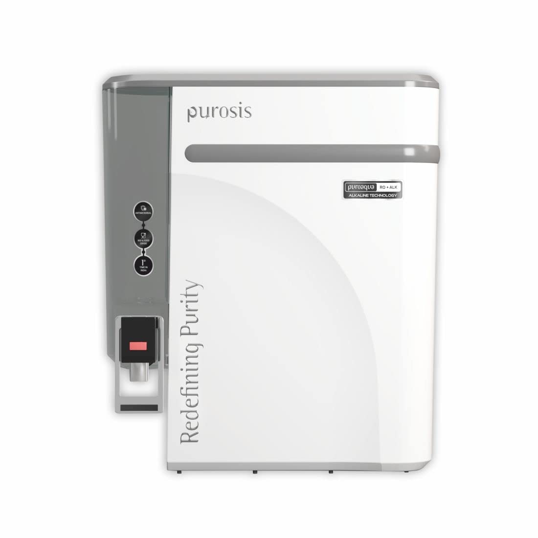 Purosis  Reverse Osmosis (RO) + Alkaline (ALK) Apple White Plastic (9 LTR) Water Purifier, Water Purification, Suitable For Borewell, Tanker, Municipal Water (Apple White)