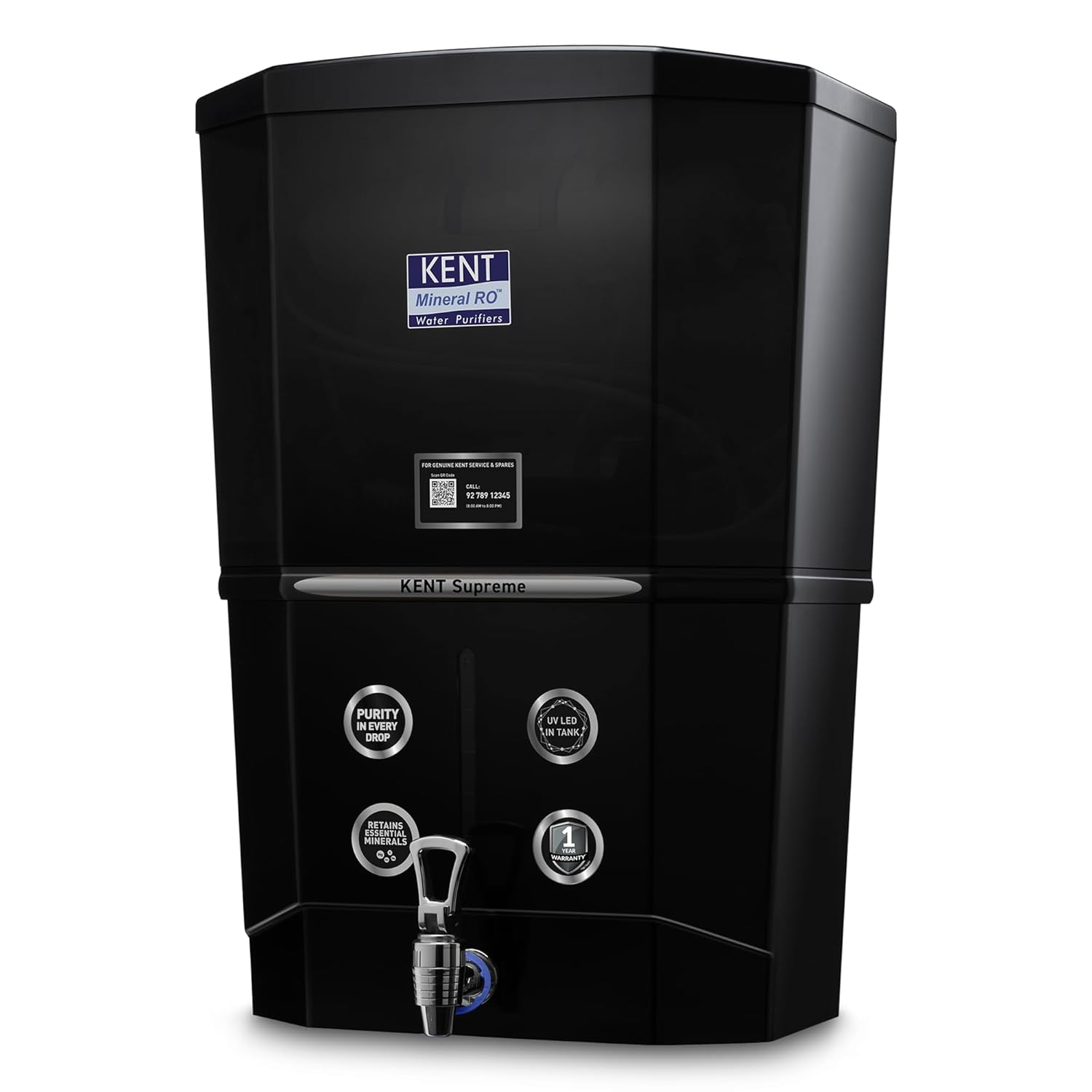 KENT Supreme Plus Alkaline+Copper RO Water Purifier | RO+UV+UF+Alk +Cu+TDSControl+UV LED Tank|Advanced ROTech for SabseShudh Paani |Auto Flush| 8L|20LPH