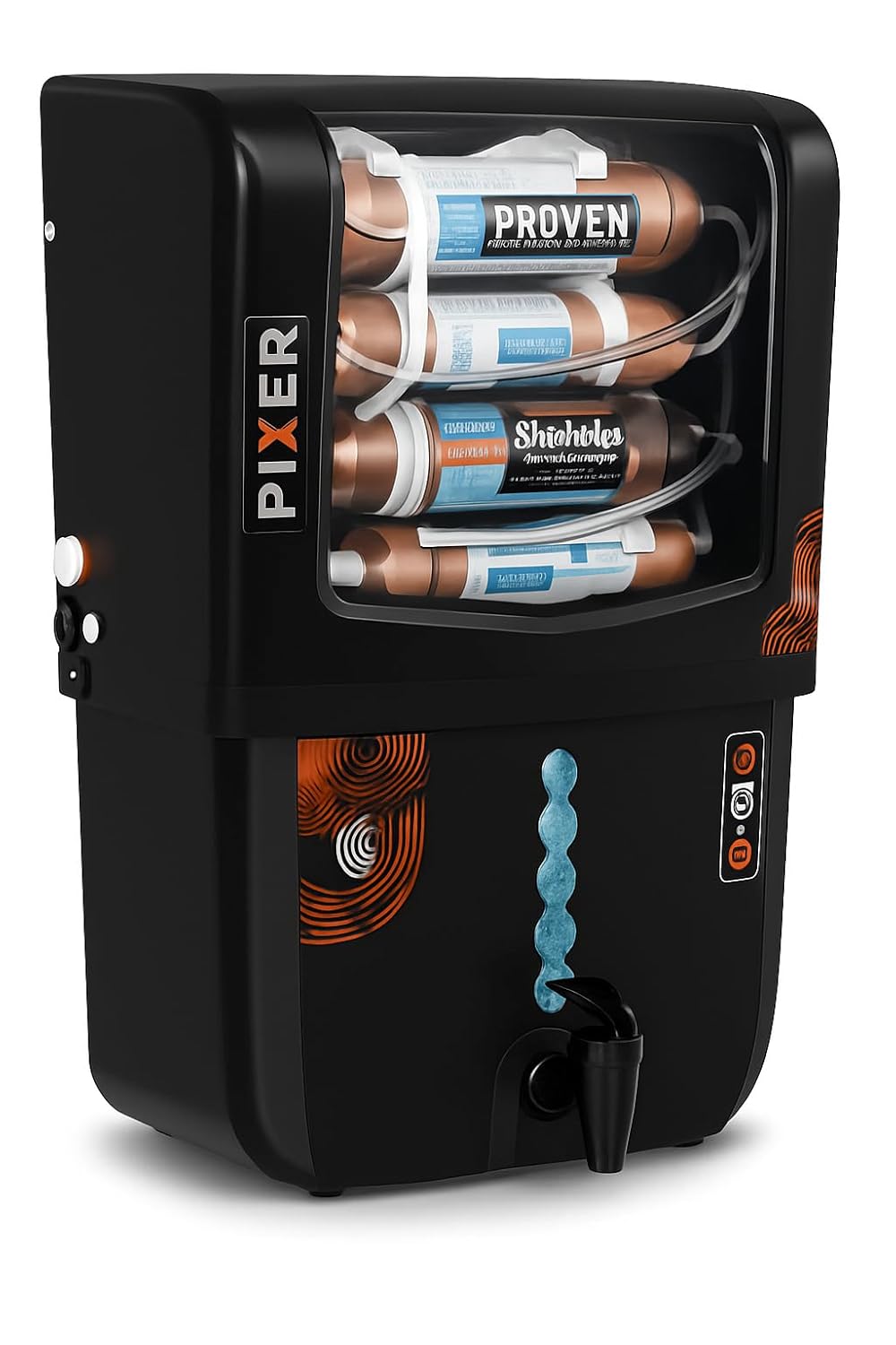 Proven Pixer RO + UV + UF Water Purifier for Home | Copper + TDS Controller | 10L | ISI Certified | for Borewell, Tanker & Municipal Water | 12-Stage Purification